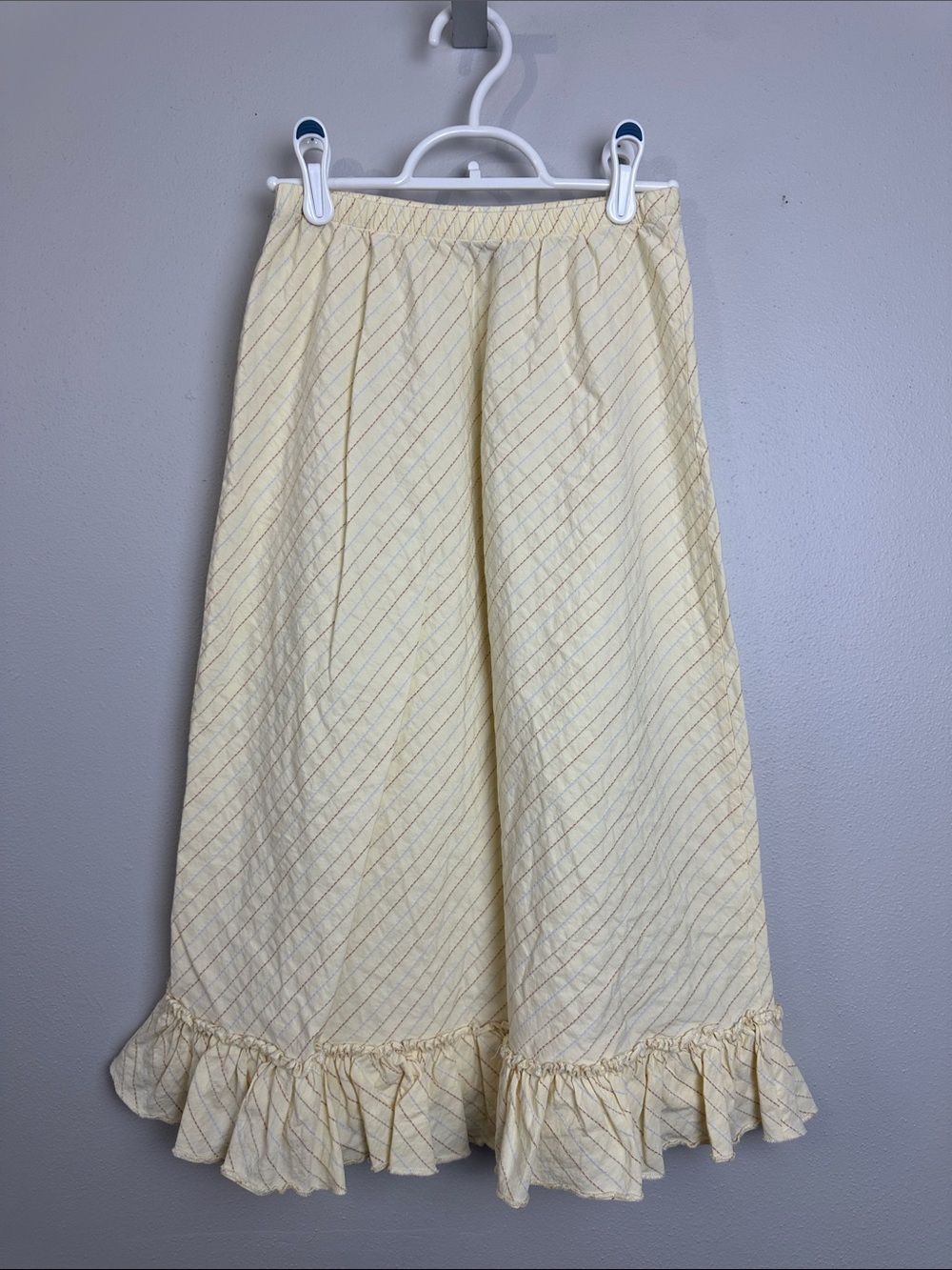 Y2K Haute Hippie Calypso by Christiane Celle Pale Yellow 100% Cotton Midi Skirt